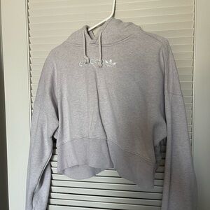 Adidas Women's baby pink Cropped Hoodie